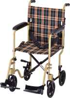 Transport Chair Aluminum 329 - Color: Tan with Plaid Upholstery Image thumbnail